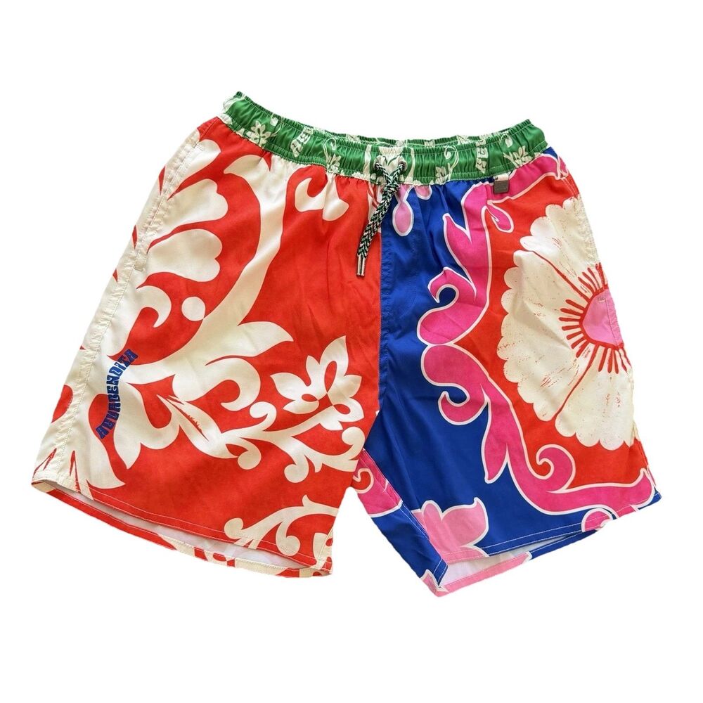 Agua Bendita Men's Multicolor Floral Swim Trunks - Red, Blue, Green, Pink, White